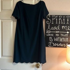 Anne Klein scalloped dark green dress